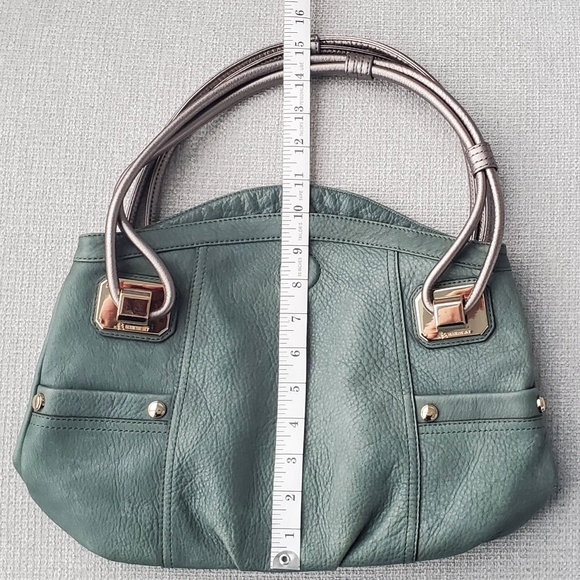 B Makowsky Purse Shoulder Bag Teal Aqua Tiger Print Liner - Picture 12 of 12